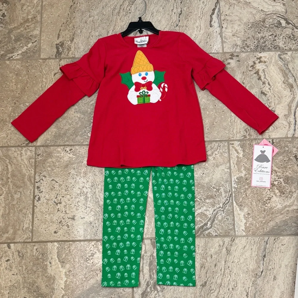 NWT Size 2T Rare Edition Snowman Long sleeve Top with Leggings Set